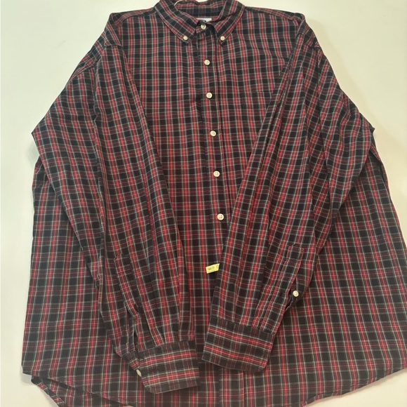 Old Navy Button-Down Shirt Men’s XL Red Black Plaid Long Sleeve 100% Cotton - Picture 4 of 5